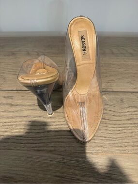 Yeezy Season 4 Clear PVC Pointed Stiletto with Tan Insole